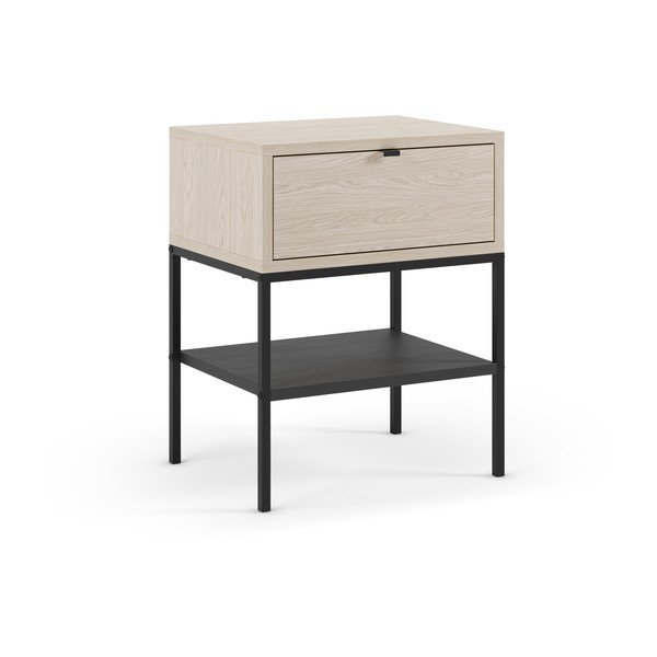 Noptieră în culoare naturală deschisă cu rafturi cu aspect mat Sali – Marckeric