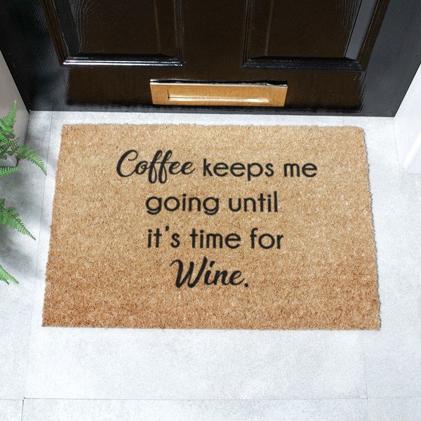 Covoraș de intrare din fibre de nucă de cocos 40x60 cm Coffee Keeps Me Going – Artsy Doormats-image-2