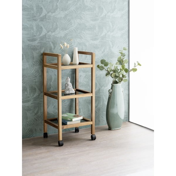 Etajeră de baie neagră/în culoare naturală din lemn de acacia 35x76,5 cm Fondi – Wenko-image-2