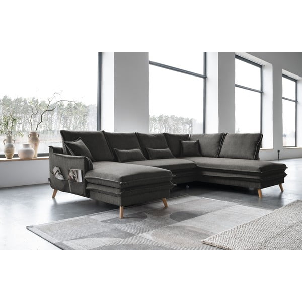 Colțar gri închis extensibil (cu colț pe partea dreaptă/în formă de "U") Charming Charlie – Miuform-image-3