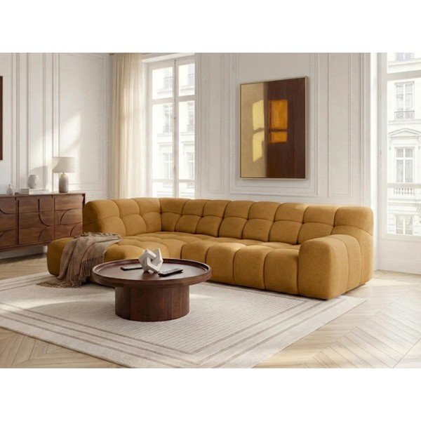Colțar galben extensibil/cu reglaj electric al șezutului (cu colț pe partea stângă/în formă de ”L”) Andre – Bobochic Paris-image-3