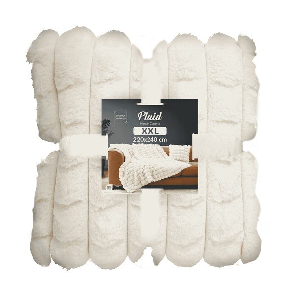 Pătură crem din micropluș/cocolino/din blană artificială 220x240 cm Igloo – douceur d'intérieur-image-4