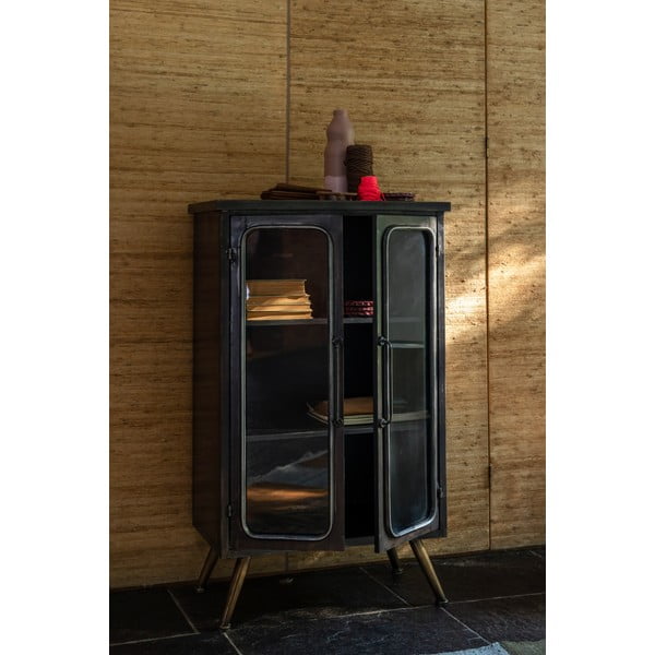 Vitrină neagră din metal 60x100x35 cm Denza – Dutchbone-image-1