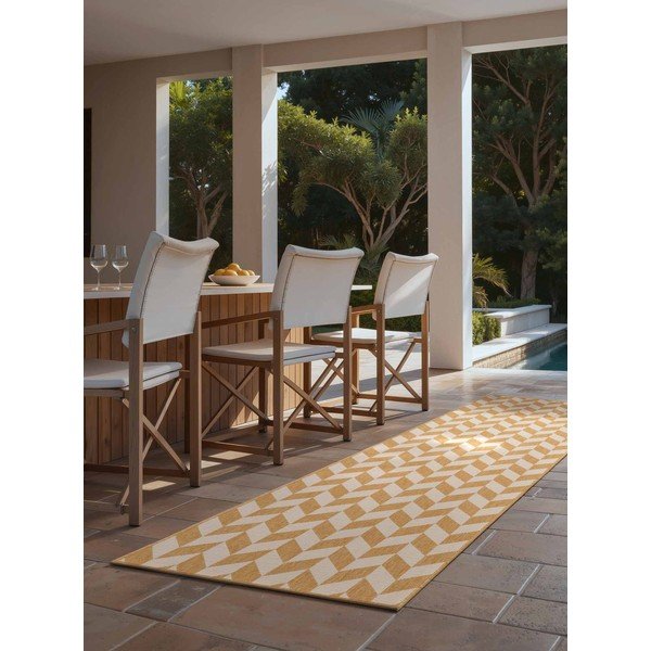 Covor tip traversă pentru interior și exterior galben ocru/crem 80x200 cm Haringey Terrick – Ted Baker-image-1