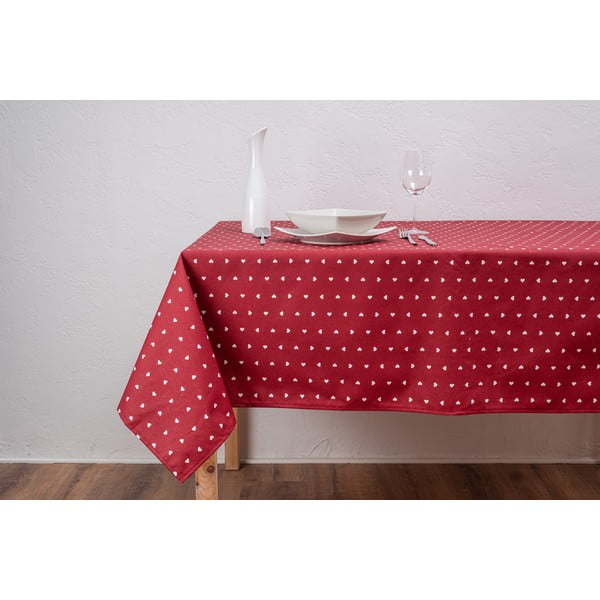 Față de masă adecvată interior/exterior Pooch Amore, 140 x 200 cm, roșu