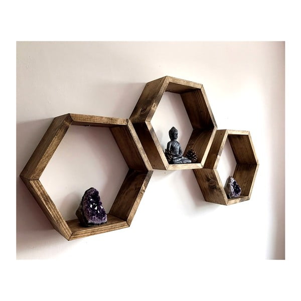 Set 3 rafturi din lemn de perete Evila Originals Bee-image-3