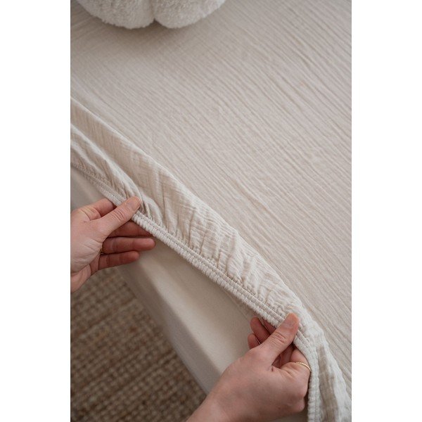 Cearceaf pentru copii bej din muselină pentru pătuț cu elastic 60x120 cm Burumcuk – Mijolnir-image-4