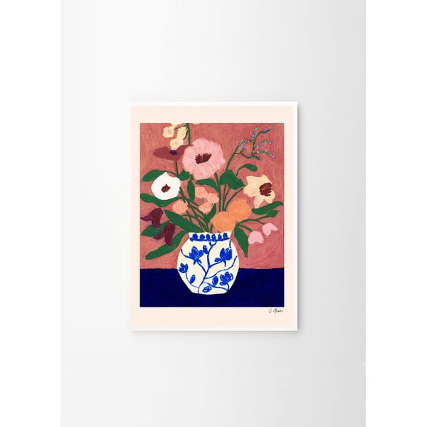Poster 30x40 cm Flowers on Blue Table – Carla Llanos – The Poster Club-image-3