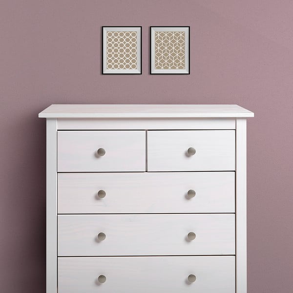 Comodă albă înaltă din lemn masiv de pin 79x80 cm Berna – Marckeric-image-4