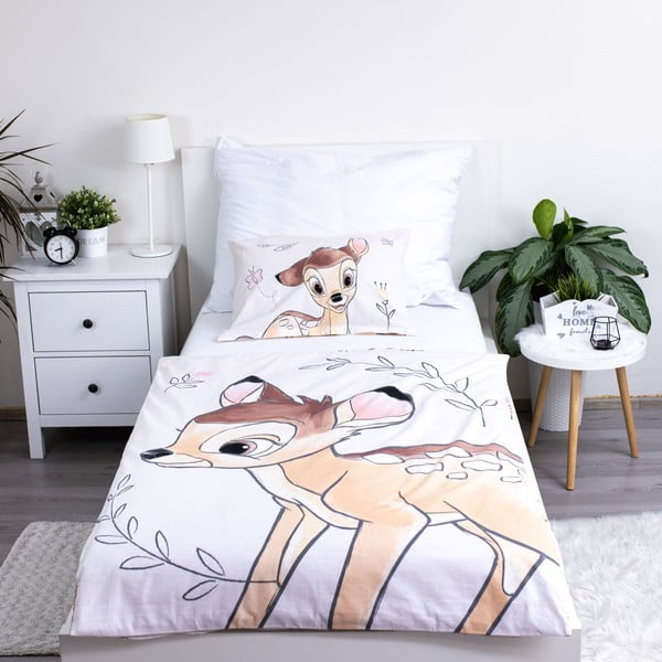 Lenjerie de pat pentru copii din bumbac pentru pătuț 100x135 cm  Bambi "Beige" – Jerry Fabrics-image-1