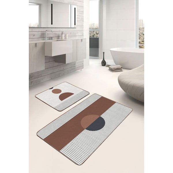 Covorașe de baie albe-maro 2 buc. 60x100 cm – Mila Home-image-3