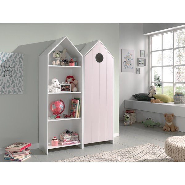 Șifonier de copii alb/roz deschis  115x171,5 cm CASAMI – Vipack-image-1