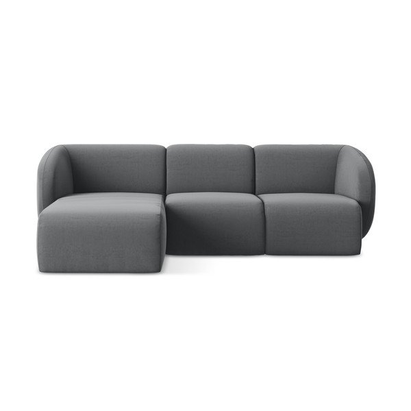 Colțar gri cu tapițerie din catifea (cu colț pe partea stângă/cu șezlong) Lani – Makamii