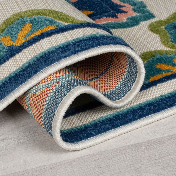 Covor de exterior albastru 80x230 cm Beach Floral – Flair Rugs-image-2