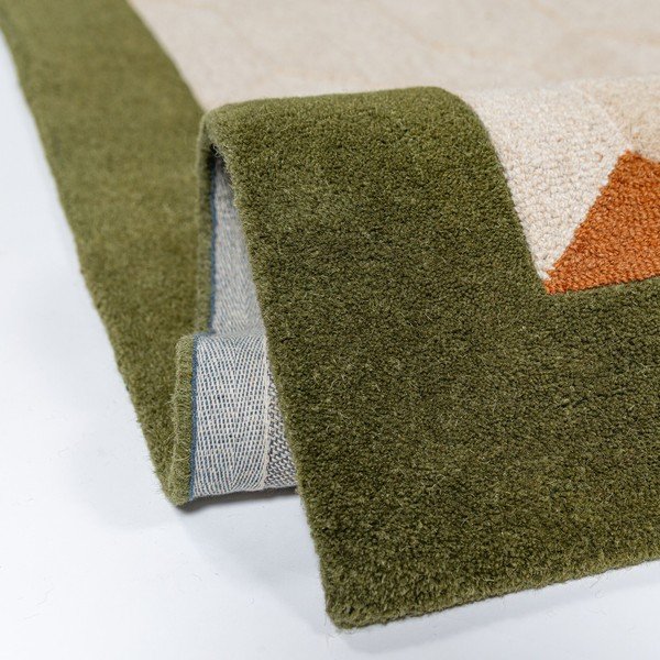 Covor verde/în culoare naturală țesut manual din lână 120x170 cm Apex Border Wool – Flair Rugs-image-2