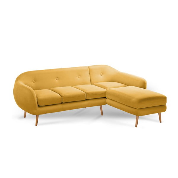 Canapea cu șezlong pe partea dreaptă Scandi by Stella Cadente Maison, galben muștar