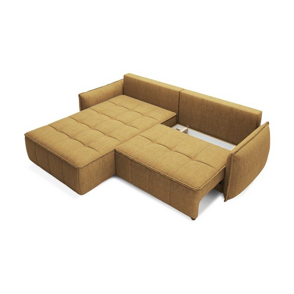 Colțar galben extensibil/cu spațiu de depozitare cu tapițerie din catifea (cu colț pe partea stângă/cu șezlong) Campo – ELTAP-image-2