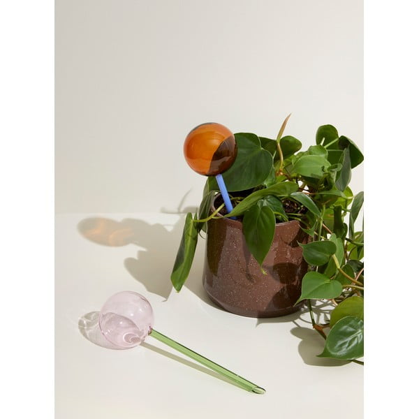 Sferă de udare din sticlă albastră-maronie Flora - Hübsch-image-2