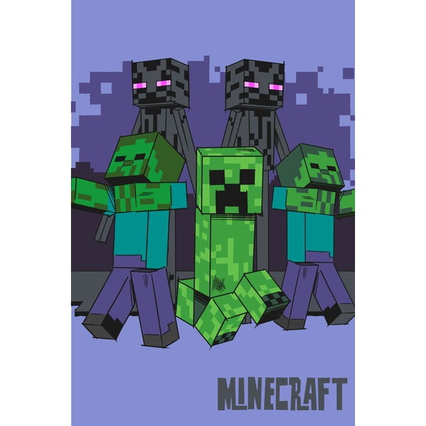 Pătură pentru copii din polar, fleece 100x150 cm Minecraft "Mobs coming for you" – Jerry Fabrics