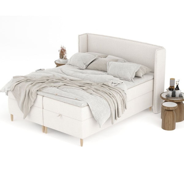 Pat boxspring crem cu spațiu de depozitare 180x200 cm Monpelli – Maison de Rêve-image-4