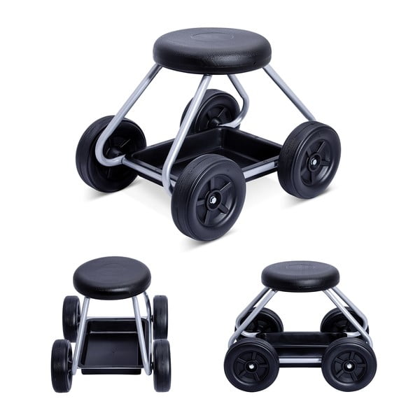 Scăunel de grădină negru/gri Secura – Maximex-image-3