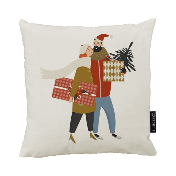 Față de pernă 45x45 cm  cu model de Crăciun Christmas Couple – Butter Kings