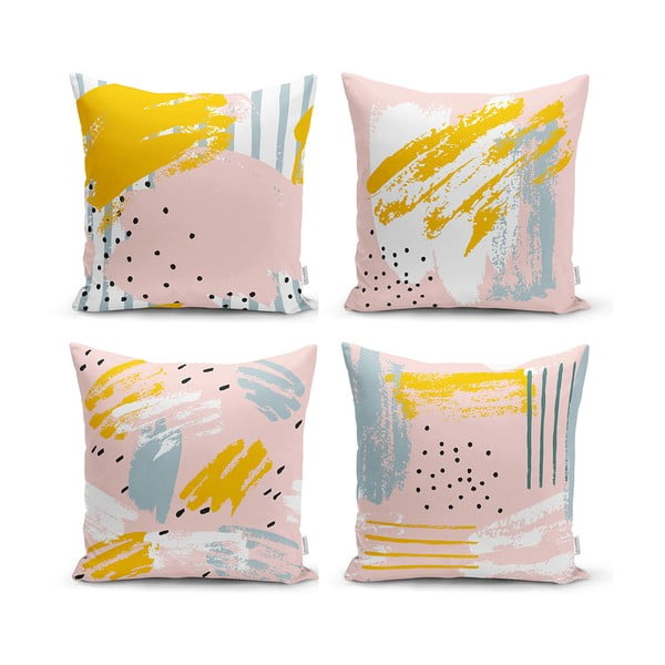 Set 4 fețe de pernă decorative Minimalist Cushion Covers Pastel Design, 45 x 45 cm