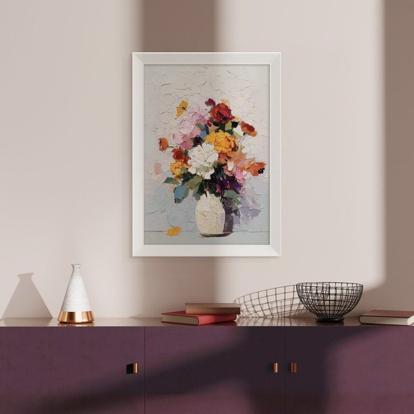 Tablou cu ramă imprimat 56x75 cm White Vase – Styler-image-1