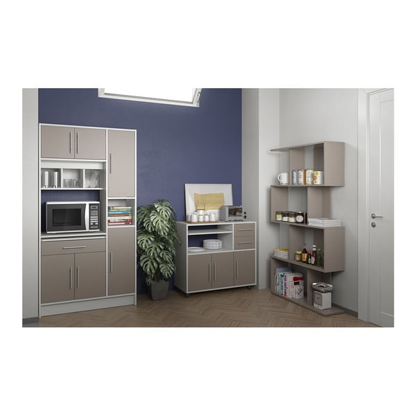 Sistem depozitare pe roți pentru bucătărie, cu rafturi TemaHome Marius, gri-image-2