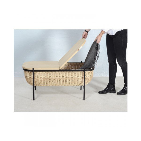 Bancă cu spațiu pentru depozitare OK Design Willow, negru - crem-image-3