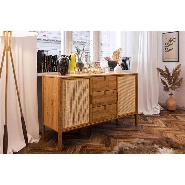 Comodă din lemn de stejar joasă 142x84 cm Pola - The Beds-image-4