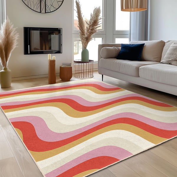 Covor tip traversă galben-roz lavabil 80x200 cm Creamy Raspberry Swirl – Mila Home-image-3