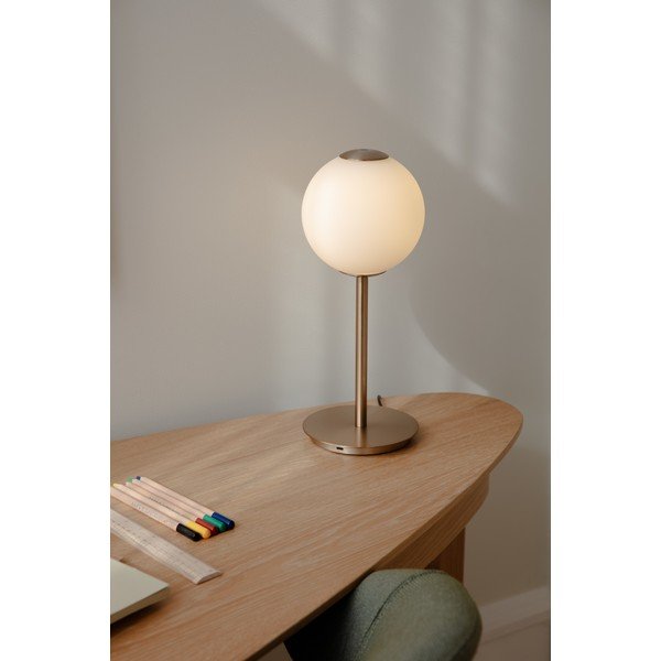 Veioză alămie LED cu intensitate reglabilă din metal cu abajur din sticlă (înălțime 37 cm) Audrey Table – UMAGE-image-1