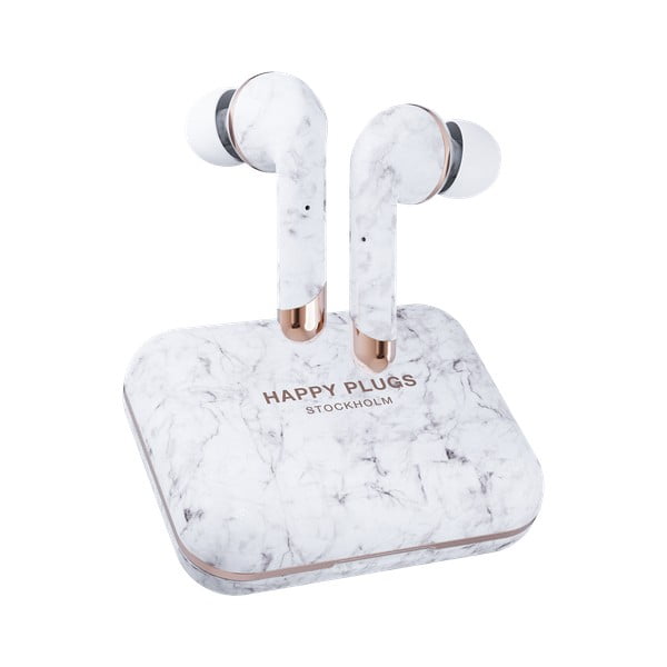 Căști wireless Happy Plugs Air 1 Plus In-Ear, alb marmură