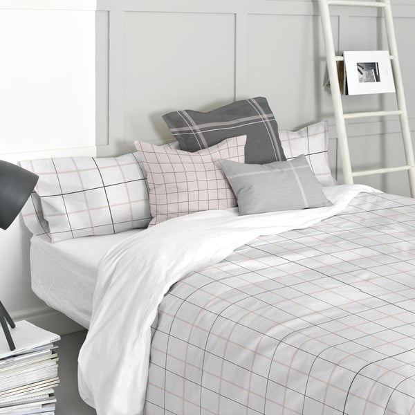 Husă din bumbac pentru pilotă Blanc Tartan, 200 x 200 cm-image-3