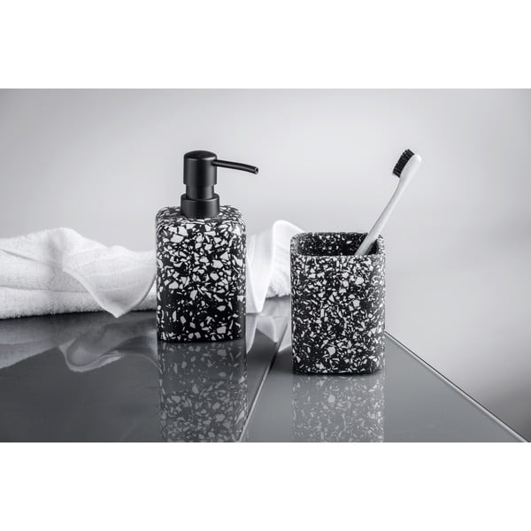 Recipient pentru periuțe de dinți Wenko Terrazzo, negru-image-2