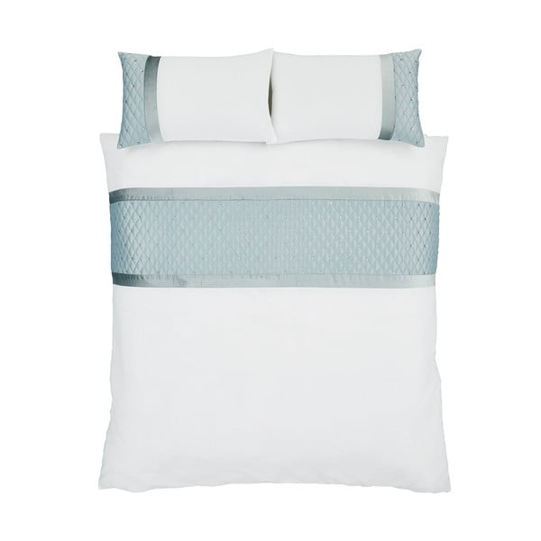 Lenjerie de pat albă/albastră pentru pat dublu 200x200 cm Sequin Cluster – Catherine Lansfield