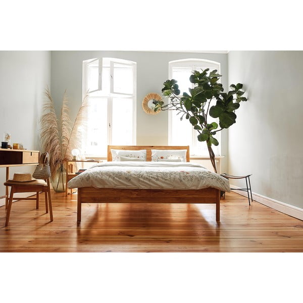 Pat matrimonial din lemn de stejar 180x200 cm Pola - The Beds-image-3