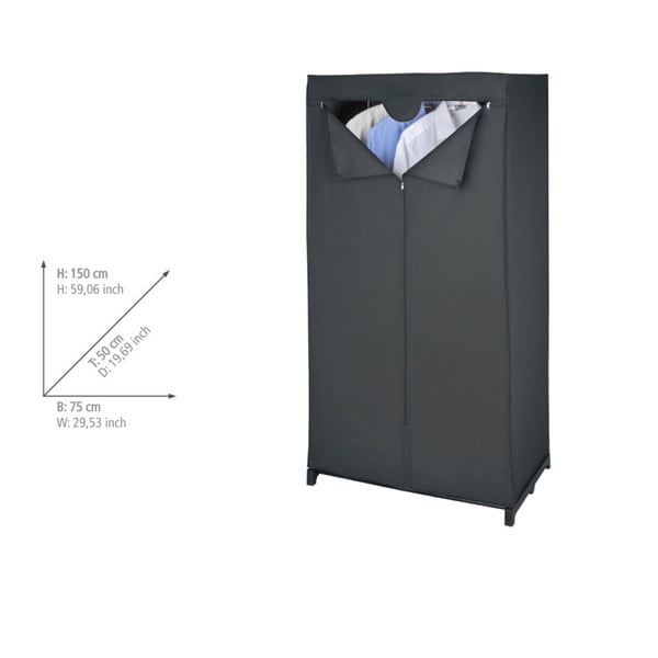 Șifonier negru din material textil 75x150 cm Deep – Wenko-image-1