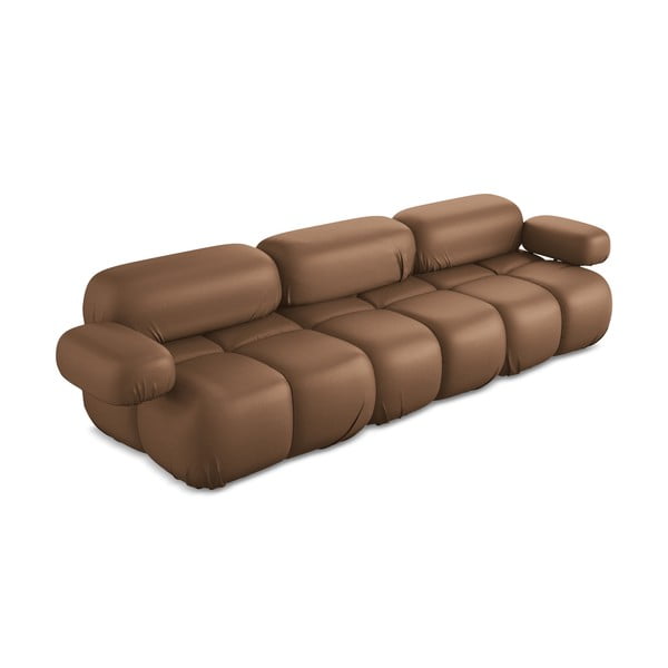Canapea modulară maro cu tapițerie din imitație de piele 285 cm Lokua – Makamii-image-1