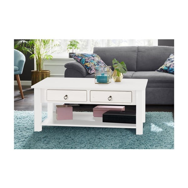 Măsuță de cafea din lemn de pin Støraa Inda, alb-image-1