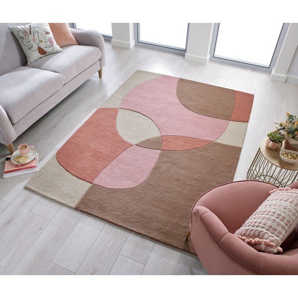Covor din lână Flair Rugs Glow, 160 x 230 cm, roz-bej-image-1