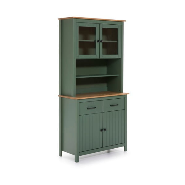 Vitrină verde din lemn de pin 90x180 cm Miranda – Marckeric-image-2