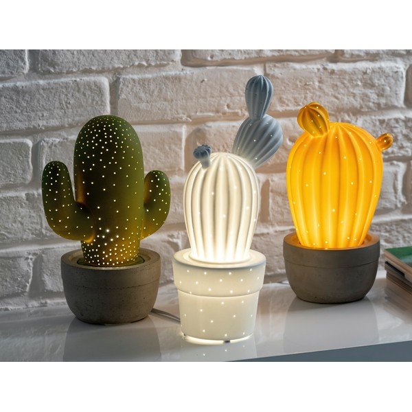 Veioză din porțelan în formă de cactus Brandani Cactus, alb-image-1