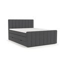 Pat boxspring gri cu spațiu de depozitare 180x200 cm Ruby – Maison de Rêve