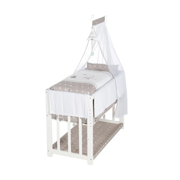 Pătuț leagăn  alb cu spațiu de depozitare și baldachin 90x45 cm Indibär – Roba-image-2