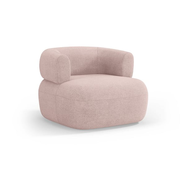 Fotoliu roz deschis cu tapițerie din stofă bouclé Jenny – Micadoni Home