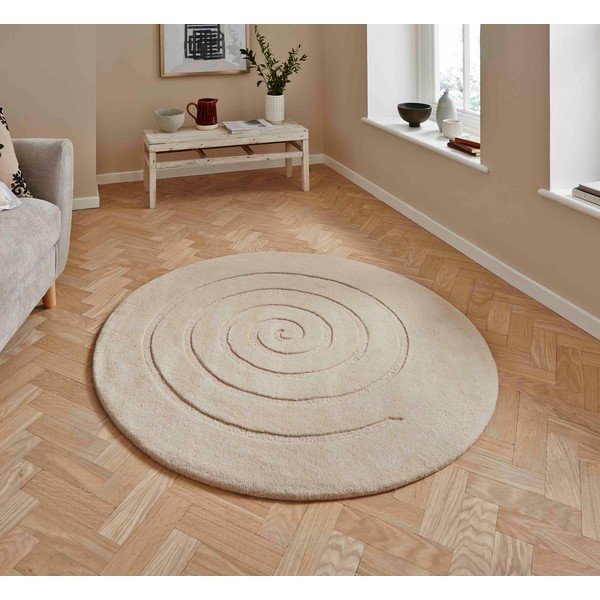 Covor rotund din lână Think Rugs Spiral, ⌀ 180 cm, crem ildeș-image-1