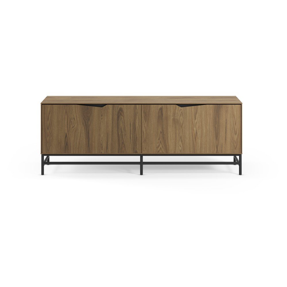 Comodă TV neagră/în culoare naturală cu aspect de lemn de stejar 150x61x35 cm Aiden – Marckeric
