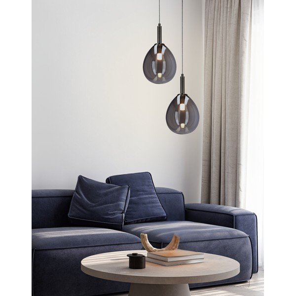 Lustră gri LED cu abajur din sticlă Lukka – Candellux Lighting-image-1